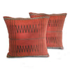 Pair of Chevron Backstrap-Woven Cushion Covers: Terracotta