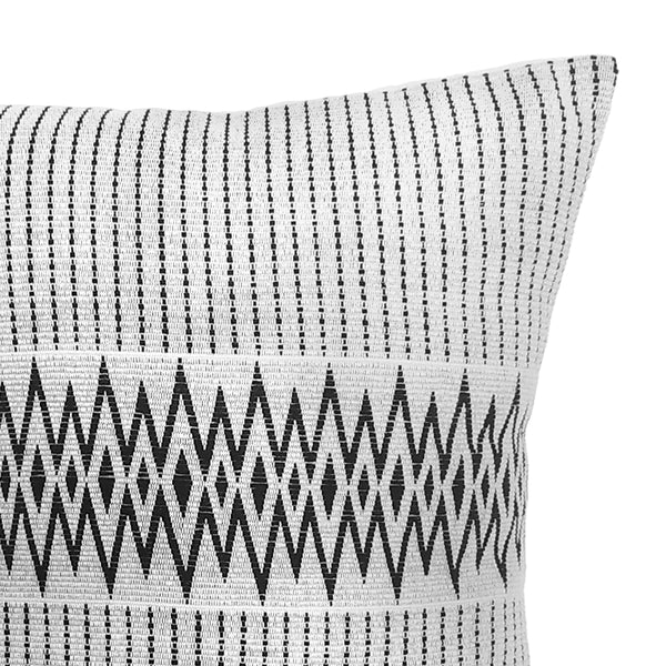 Pair of Diamond Backstrap Woven Cotton Cushion Cover: Black and White