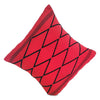 Pair of Diamond Backstrap Woven Cotton Cushion Cover: Red and Black