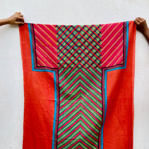 Parcheesi Multicolour Block Printed Wrap: Orange