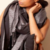 Soojmalligi Khun Cotton-Silk Stole: Black and Grey