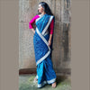 Upcycled Georgette Embroidered Sari: Blue