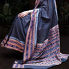 Upcycled Ikat Cotton Mull Sari: Black