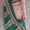 Upcycled Kanjivaram Silk Sari: Green and Cream