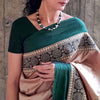 Upcycled Kanjivaram Silk Sari: Green and Cream