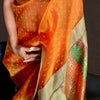Upcycled Organza Silk Sari: Orange