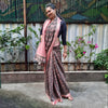Upcycled Printed Nysa Silk Sari: Grey and Pink