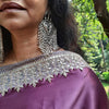 Upcycled Satin Silk Sari: Mauve and Silver