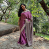 Upcycled Satin Silk Sari: Mauve and Silver