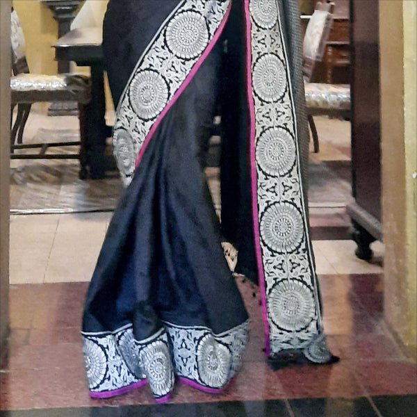 Upcycled Silk Banarasi Sari: Black