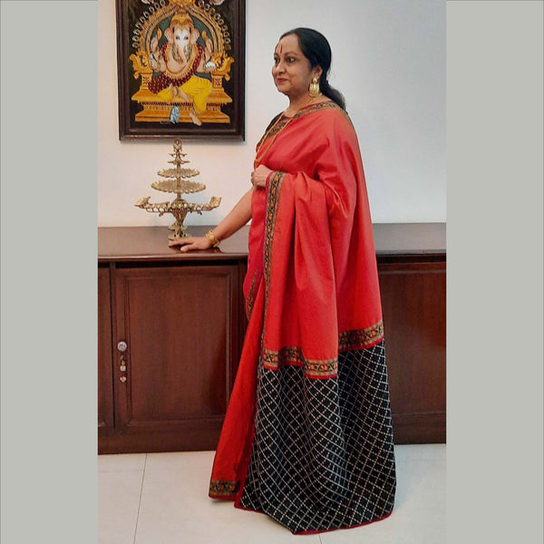 Upcycled Silk Handwoven Sari: Orange